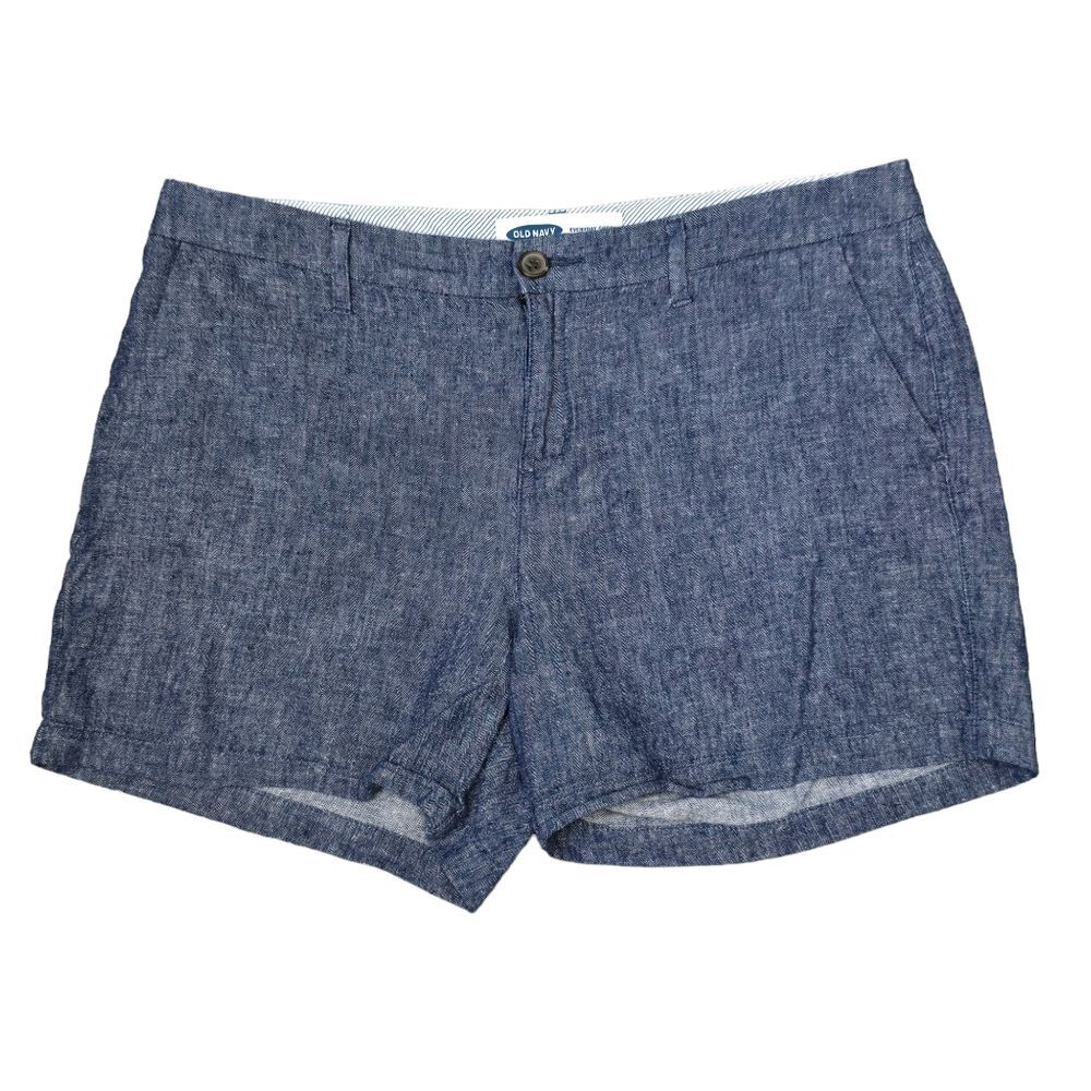 Old Navy Women's 12 Blue Cotton Linen Everyday Shorts